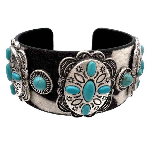 Western Concho Cowhide Hair Cuff Stylish Accessory for‎ Unique Fashion - Picture 5 of 7